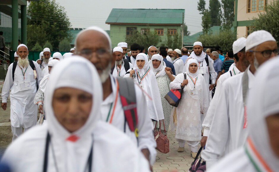 Kashmiri Muslim pilgrims leave for the annual hajj pilgrimage to the holy city of Mecca, in Srinagar, Indian-controlled Kashmir, Wednesday, Aug. 10, 2016. The hajj pilgrimage, which is among the five pillars of Islam, attracts around 3 million Muslims worldwide each year. AP Kashmiri Muslim pilgrims leave for the annual hajj pilgrimage to the holy city of Mecca, in Srinagar, Indian-controlled Kashmir, Wednesday, Aug. 10, 2016. The hajj pilgrimage, which is among the five pillars of Islam, attracts around 3 million Muslims worldwide each year. AP
