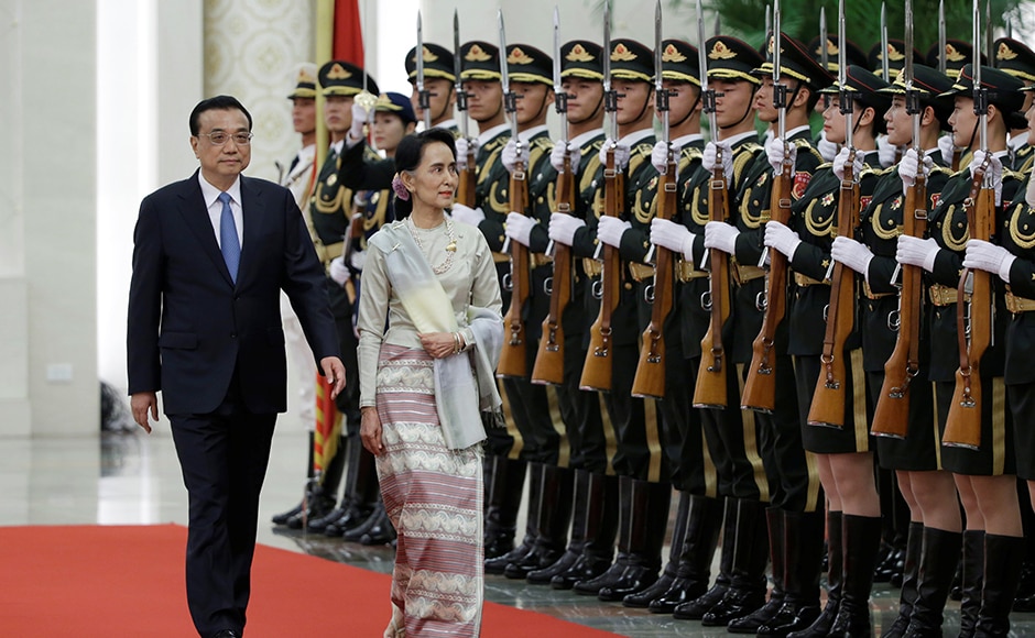 Aung San Suu Kyi began her first official visit to China as the State Counsellor, where she is slated discuss several issues with Chinese leaders, including stalled projects. Reuters Aung San Suu Kyi began her first official visit to China as the State Counsellor, where she is slated discuss several issues with Chinese leaders, including stalled projects. Reuters