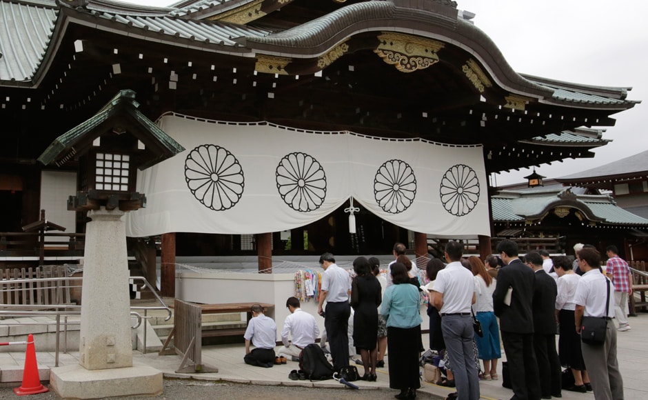All visitors paid respects to the war dead at Yasukuni Shrine in Tokyo. The shrine has for decades been a point for criticism by countries that suffered from Japan's colonialism and aggression in the first half of the 20th century. Photo: AP All visitors paid respects to the war dead at Yasukuni Shrine in Tokyo. The shrine has for decades been a point for criticism by countries that suffered from Japan's colonialism and aggression in the first half of the 20th century. Photo: AP