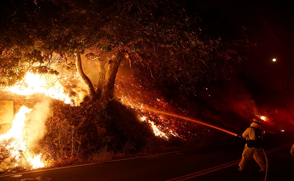 As many as eight wildland fires were burning in California on Wednesday, three of them scorching thousands of acres as firefighters sought help from emergency responders from other states and the California National Guard. Reuters As many as eight wildland fires were burning in California on Wednesday, three of them scorching thousands of acres as firefighters sought help from emergency responders from other states and the California National Guard. Reuters