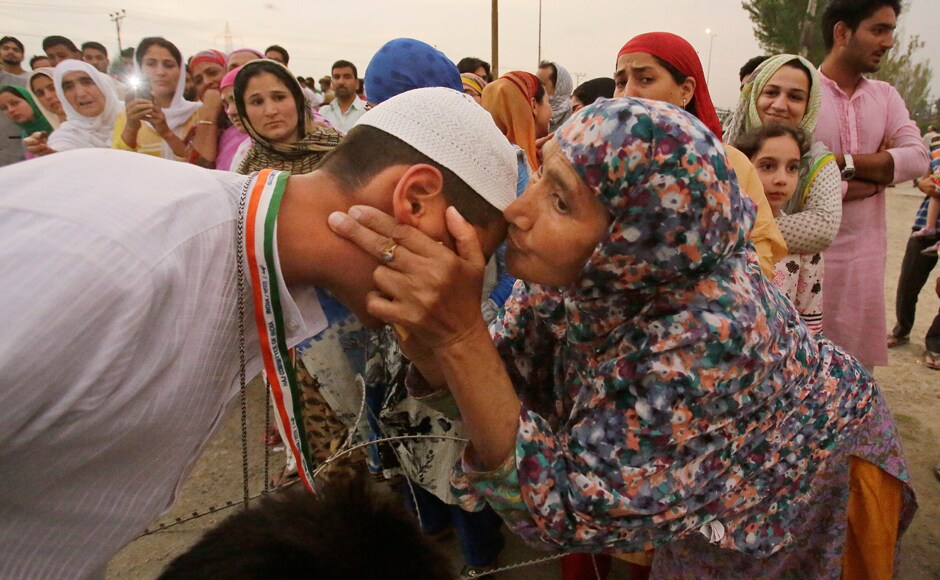 A Kashmiri Muslim pilgrim, left, is given a farewell kiss by a relative as he leaves for the hajj pilgrimage. The Hajj is a religious duty that must be carried out at least once in the lifetime of every able-bodied Muslim who can afford to do so. AP A Kashmiri Muslim pilgrim, left, is given a farewell kiss by a relative as he leaves for the hajj pilgrimage. The Hajj is a religious duty that must be carried out at least once in the lifetime of every able-bodied Muslim who can afford to do so. AP