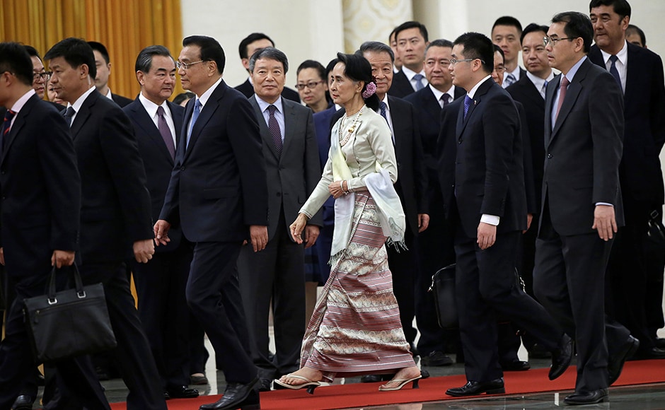 Suu Kyi is also expected to discuss the peace process in Myanmar as the country gets ready to hold a national meeting to establish peace with ethnic minority guerrillas, two weeks from now. Reuters Suu Kyi is also expected to discuss the peace process in Myanmar as the country gets ready to hold a national meeting to establish peace with ethnic minority guerrillas, two weeks from now. Reuters