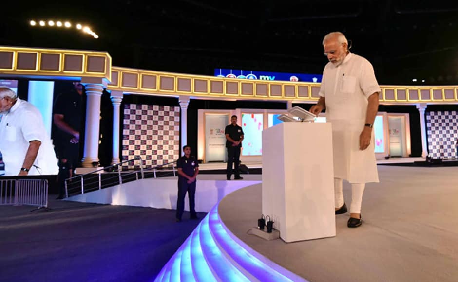 Prime Minister Narendra Modi addressed his first-ever townhall style event on Saturday to mark the two-year anniversary of MyGov (the government’s citizen-engagement platform). Photo: PIB Prime Minister Narendra Modi addressed his first-ever townhall style event on Saturday to mark the two-year anniversary of MyGov (the government’s citizen-engagement platform). Photo: PIB