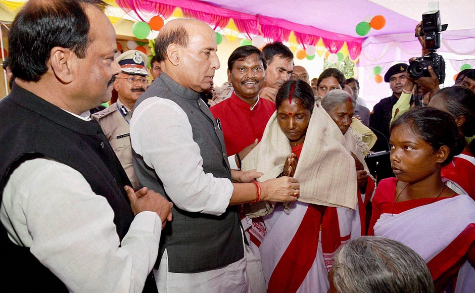 Rajnath Singh felicitates family members of Bhagwan Birsa Munda in the presence of Jharkhand Chief Minister Raghubar Das. PTI Rajnath Singh felicitates family members of Bhagwan Birsa Munda in the presence of Jharkhand Chief Minister Raghubar Das. PTI