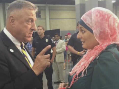 Hijab-clad Muslim woman evicted from Trump rally, again Hijab-clad Muslim woman evicted from Trump rally, again