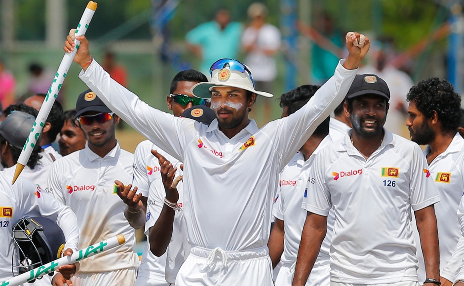 Set a formidable target of 324 in their second innings at Colombo's Sinhalese Sports Club (SSC), the world number one Test side collapsed in the afternoon session on the fifth day and were all out for 160. (Photo courtesy: AP) Set a formidable target of 324 in their second innings at Colombo's Sinhalese Sports Club (SSC), the world number one Test side collapsed in the afternoon session on the fifth day and were all out for 160. (Photo courtesy: AP)