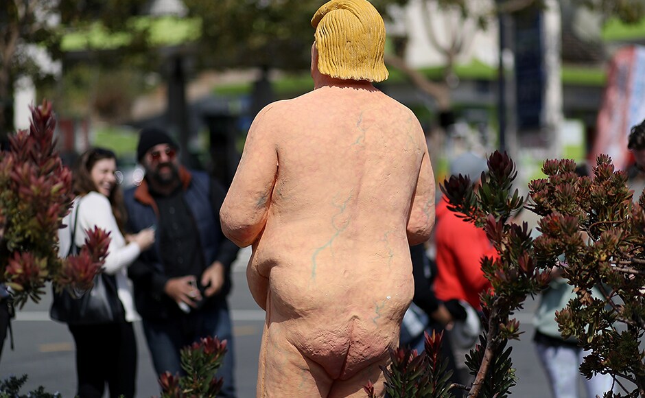 The naked statue of Donald Trump, complete with bulging belly and elaborate yellow hair, caused laughter and merriment in New York on Thursday until it was ripped up by park wardens. Getty Images The naked statue of Donald Trump, complete with bulging belly and elaborate yellow hair, caused laughter and merriment in New York on Thursday until it was ripped up by park wardens. Getty Images