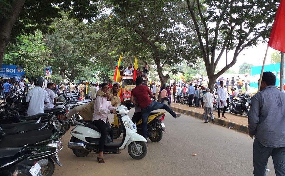 According to reports, some 5,000 protesters took to the streets of Bangalore, some burning tyres and effigies of Tamil Nadu's Chief Minister J Jayalalithaa. Firstpost / Janaki Murali According to reports, some 5,000 protesters took to the streets of Bangalore, some burning tyres and effigies of Tamil Nadu's Chief Minister J Jayalalithaa. Firstpost / Janaki Murali