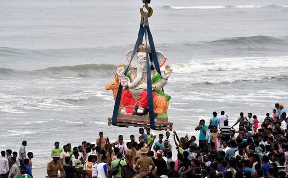 Ahmedabad, Chennai bid adieu to Ganpati as the 10-day-long festival approaches its end Ahmedabad, Chennai bid adieu to Ganpati as the 10-day-long festival approaches its end
