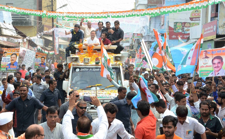 Congress vice-president Rahul Gandhi during a road show in Bareilly, as part of Congress' campaign for the 2017 Uttar Pradesh polls, accused Prime Minister Narendra Modi of making cows an election stunt. Photo: PTI Congress vice-president Rahul Gandhi during a road show in Bareilly, as part of Congress' campaign for the 2017 Uttar Pradesh polls, accused Prime Minister Narendra Modi of making cows an election stunt. Photo: PTI