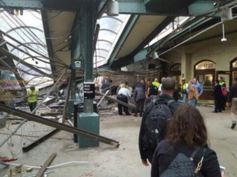 Train crashes into New Jersey station, over 100 reported injured Train crashes into New Jersey station, over 100 reported injured