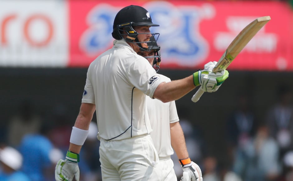 New Zealand's Martin Guptill celebrates his half century during the third day of the third test match. AP New Zealand's Martin Guptill celebrates his half century during the third day of the third test match. AP