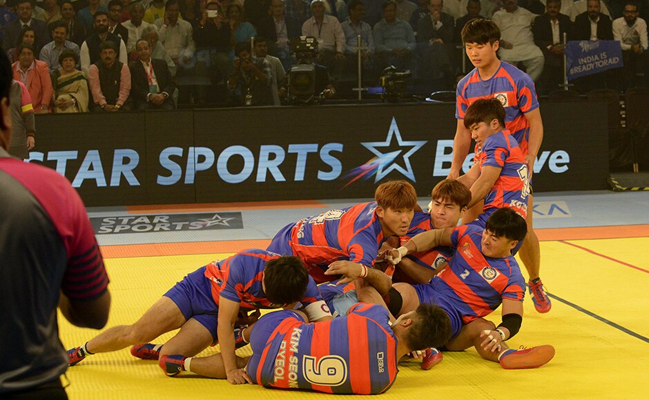 South Korea upset India 32-34 in the inaugural match of the ongoing Kabaddi World Cup. AFP South Korea upset India 32-34 in the inaugural match of the ongoing Kabaddi World Cup. AFP