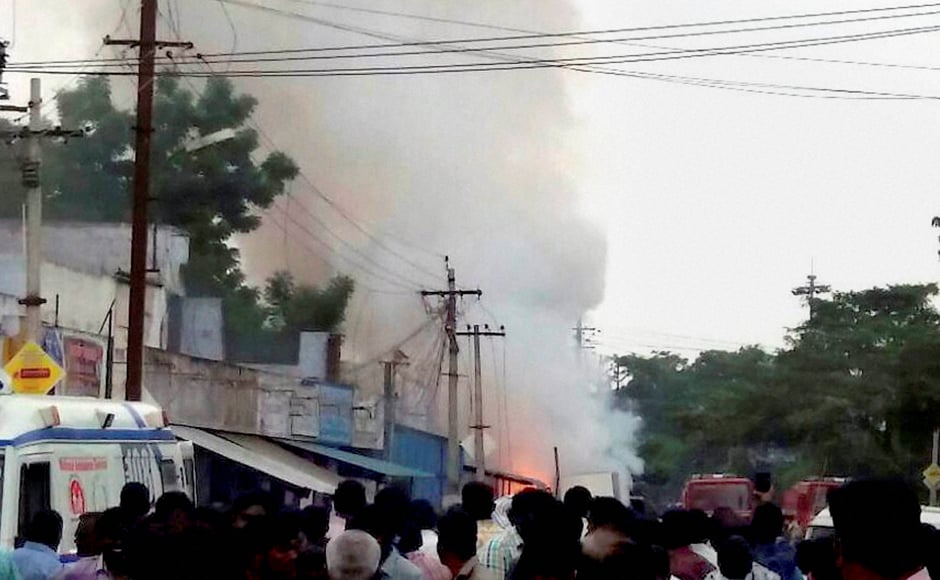 Eight people including six women of a nearby scan centre lost their lives as they got trapped with crackers bursting on the exit route. Many people in the centre locked themselves indise a room to save themselves from the fire but soon got into trouble due to suffocation. PTI Eight people including six women of a nearby scan centre lost their lives as they got trapped with crackers bursting on the exit route. Many people in the centre locked themselves indise a room to save themselves from the fire but soon got into trouble due to suffocation. PTI