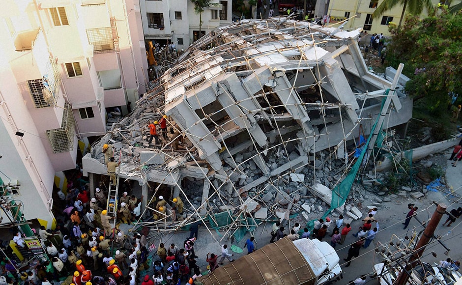 Bengaluru Mayor G Padmavati visited the spot and said quality issues in the construction was the main reason for the mishap. Photo: PTI Bengaluru Mayor G Padmavati visited the spot and said quality issues in the construction was the main reason for the mishap. Photo: PTI