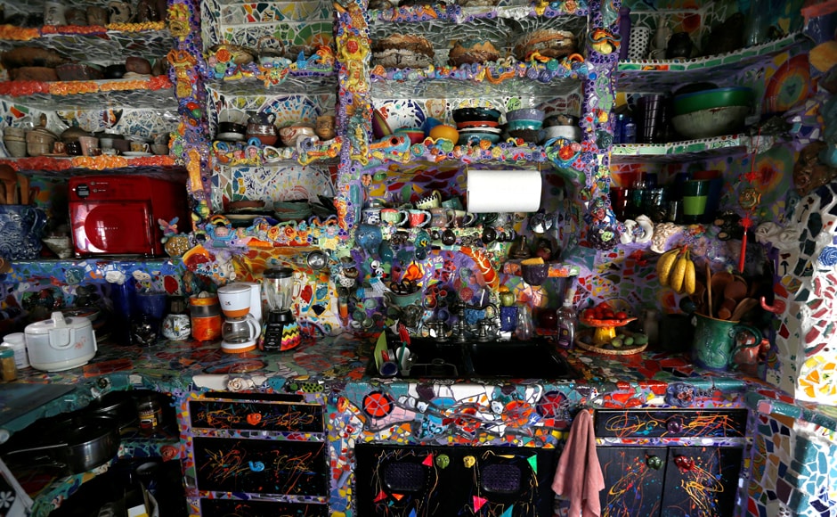 The kitchen of artists Gonzalo Duran and Cheri Pann's Mosaic Tile House in Venice, California, US. Image from Reuters The kitchen of artists Gonzalo Duran and Cheri Pann's Mosaic Tile House in Venice, California, US. Image from Reuters