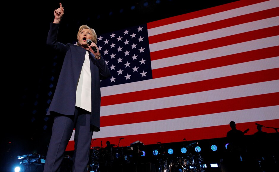 Hillary Clinton speaks at the campaign concert where Beyonce and Jay Z performed. Reuters Hillary Clinton speaks at the campaign concert where Beyonce and Jay Z performed. Reuters