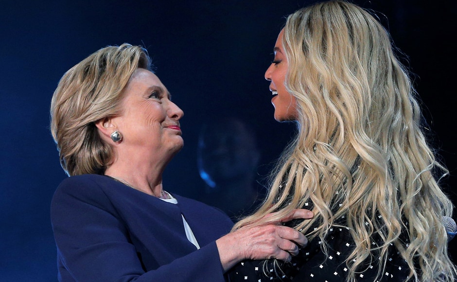 Beyoncé sang her anthem "Freedom" from her top-selling "Lemonade" album, and a few other songs. Jay Z also took the mic before introducing Clinton to the crowd. Clinton joined the power couple on stage and urged voters for their support. Reuters Beyoncé sang her anthem "Freedom" from her top-selling "Lemonade" album, and a few other songs. Jay Z also took the mic before introducing Clinton to the crowd. Clinton joined the power couple on stage and urged voters for their support. Reuters