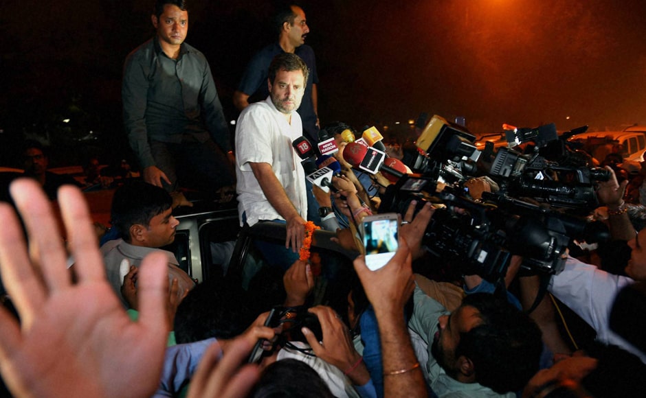 "Modiji is so scared that he has ordered his police to beat families of martyrs and detain political opponents," Congress said on its website after Rahul's detention. (Photo: PTI) "Modiji is so scared that he has ordered his police to beat families of martyrs and detain political opponents," Congress said on its website after Rahul's detention. (Photo: PTI)