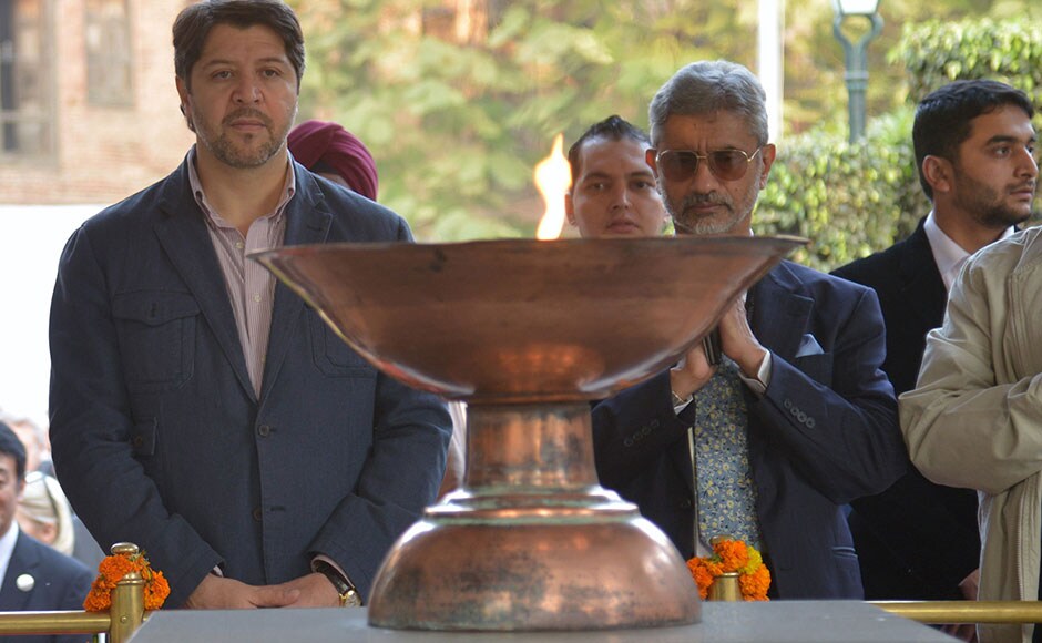 The delegates visiting the holy city in Punjab, also visited the Jallianwala Bagh. Afghan Deputy Foreign Minister Hekmat Khalil Karzai (L) and Indian Foreign Secretary S Jaishankar (2R) paid tribute at Jallianwala Bagh, the site of the infamous massacre of 1919 . AFP The delegates visiting the holy city in Punjab, also visited the Jallianwala Bagh. Afghan Deputy Foreign Minister Hekmat Khalil Karzai (L) and Indian Foreign Secretary S Jaishankar (2R) paid tribute at Jallianwala Bagh, the site of the infamous massacre of 1919 . AFP