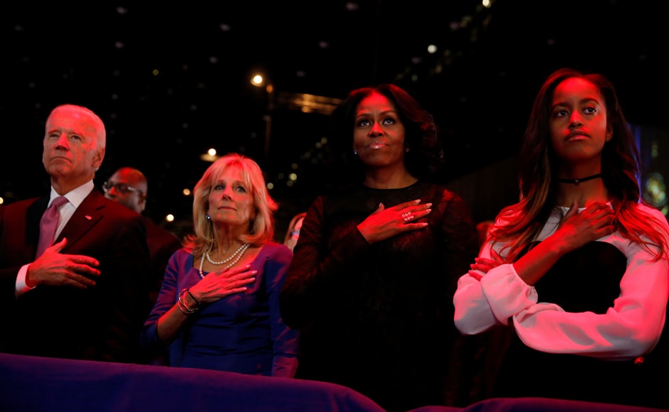 US Vice President Joe Biden and his wife Jill Biden also accompanied the first family to Obama's farewell speech in Chicago on Tuesday. Reuters US Vice President Joe Biden and his wife Jill Biden also accompanied the first family to Obama's farewell speech in Chicago on Tuesday. Reuters