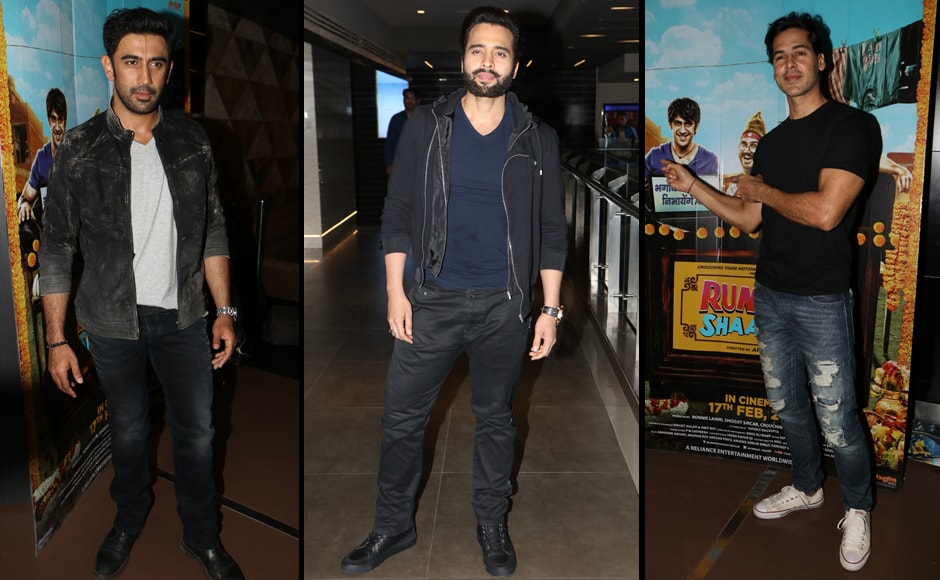 Speaking at the premiere, Taapsee said, "Running Shaadi will always be a special film as this is the reason I got Pink." Also basking in the appreciation was the film's hero Amit Sadh. (L-R) Amit, Jackkky Bhagnani and Dino Morea. Speaking at the premiere, Taapsee said, "Running Shaadi will always be a special film as this is the reason I got Pink." Also basking in the appreciation was the film's hero Amit Sadh. (L-R) Amit, Jackkky Bhagnani and Dino Morea.