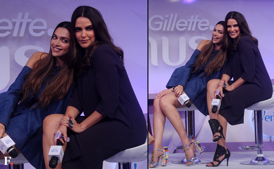 Deepika Padukone and Neha Dhupia pose like highscool buddies. Sachin Gokhale/Firstpost Deepika Padukone and Neha Dhupia pose like highscool buddies. Sachin Gokhale/Firstpost
