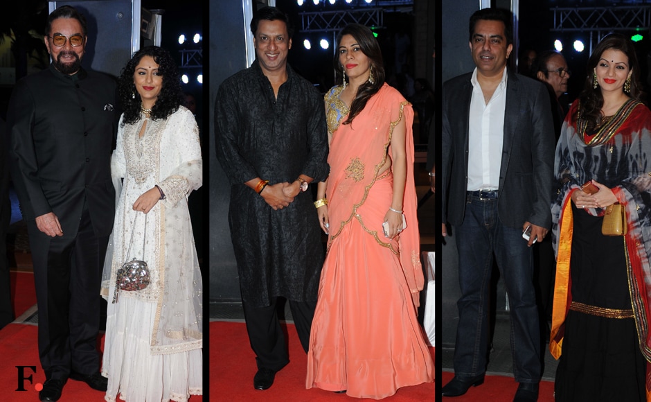 Kabir Bedi with Parveen Dusanj, Madhur Bhandarkar with wife Renu Namboodiri and Prachi Shah with Vishwaas Paandya were also seen at the do. Image: Sachin Gokhale/Firstpost Kabir Bedi with Parveen Dusanj, Madhur Bhandarkar with wife Renu Namboodiri and Prachi Shah with Vishwaas Paandya were also seen at the do. Image: Sachin Gokhale/Firstpost