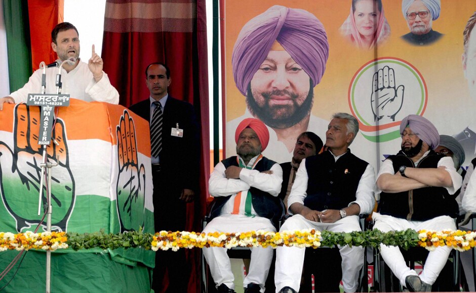 Rahul made five promises to the people on the concluding day of the campaigning for the Punjab assembly polls, in Lambi, the most important one being his vow to remove drugs from the state within a month. PTI. Rahul made five promises to the people on the concluding day of the campaigning for the Punjab assembly polls, in Lambi, the most important one being his vow to remove drugs from the state within a month. PTI.