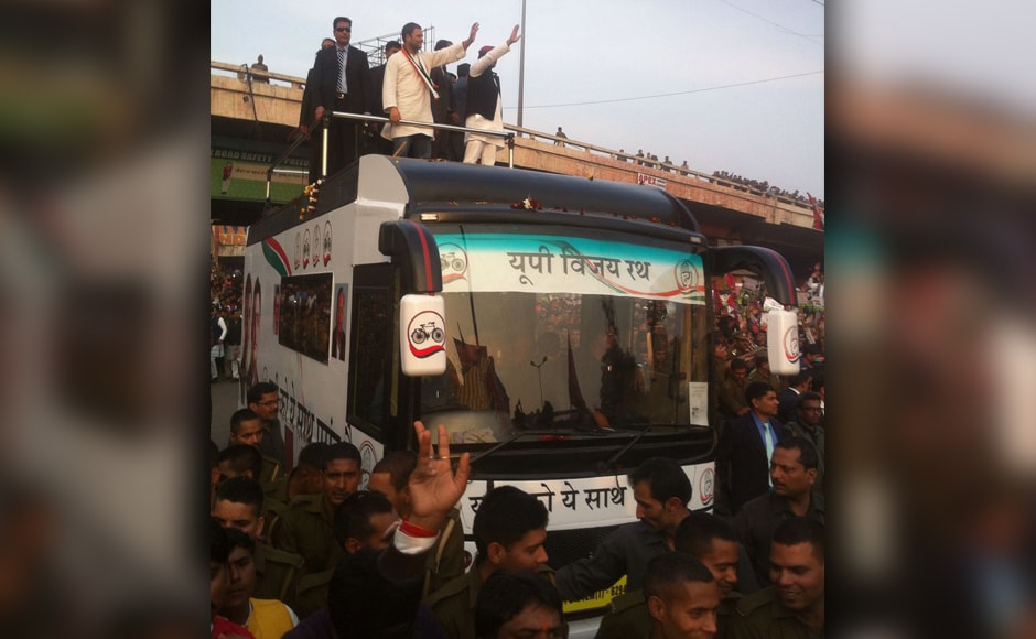 Popularly being referred to as UP ke ladke, Akhilesh and Rahul Gandhi, started the rally an hour behind the schedule. However, the cheering crowds were quite a sight, especially for any Congress gathering in Uttar Pradesh. Image Credit: Sameer Qureshi/Firstpost Popularly being referred to as UP ke ladke, Akhilesh and Rahul Gandhi, started the rally an hour behind the schedule. However, the cheering crowds were quite a sight, especially for any Congress gathering in Uttar Pradesh. Image Credit: Sameer Qureshi/Firstpost