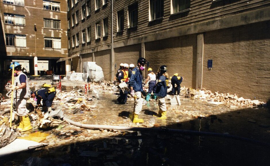 Following the attack, FBI investigators combed over the wreckage near the point of impact. Photo courtesy: FBI Following the attack, FBI investigators combed over the wreckage near the point of impact. Photo courtesy: FBI
