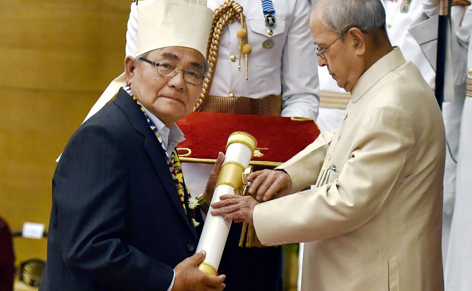 President Pranab Mukherjee confers Padma Shri on Birkha Bahadur Subba Muringla during Padma Awards 2017 function at Rashtrapati Bhavan in New Delhi on Thursday. PTI President Pranab Mukherjee confers Padma Shri on Birkha Bahadur Subba Muringla during Padma Awards 2017 function at Rashtrapati Bhavan in New Delhi on Thursday. PTI