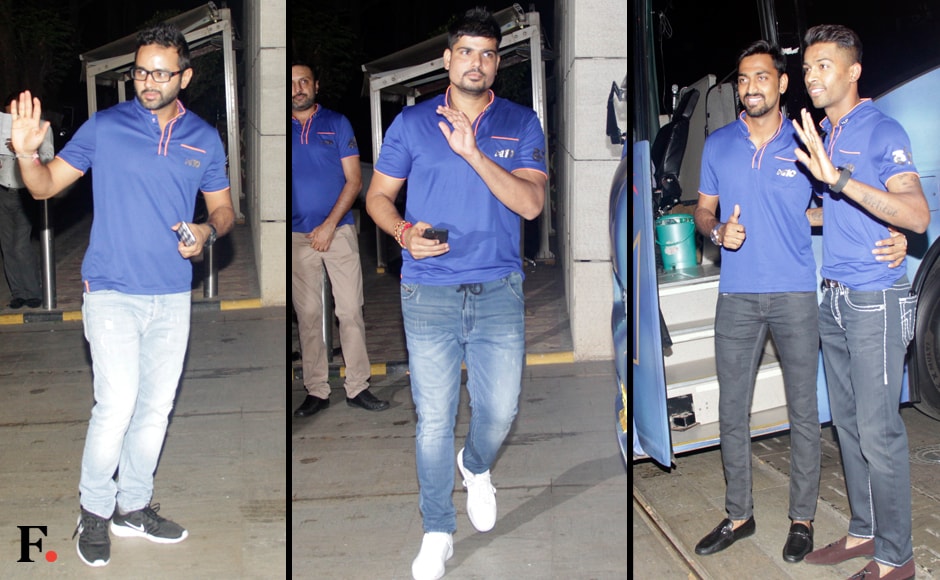 Mumbai Indians players arrive at the Ambani residence to celebrate the party. Sachin Gokhale/Firstpost Mumbai Indians players arrive at the Ambani residence to celebrate the party. Sachin Gokhale/Firstpost