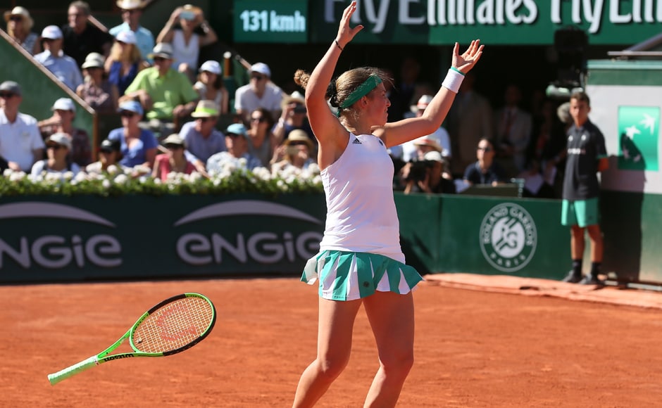 That's it then. The winning moment for 20-year-old Ostapenko who became the youngest woman to win the French Open since 1997. AP That's it then. The winning moment for 20-year-old Ostapenko who became the youngest woman to win the French Open since 1997. AP