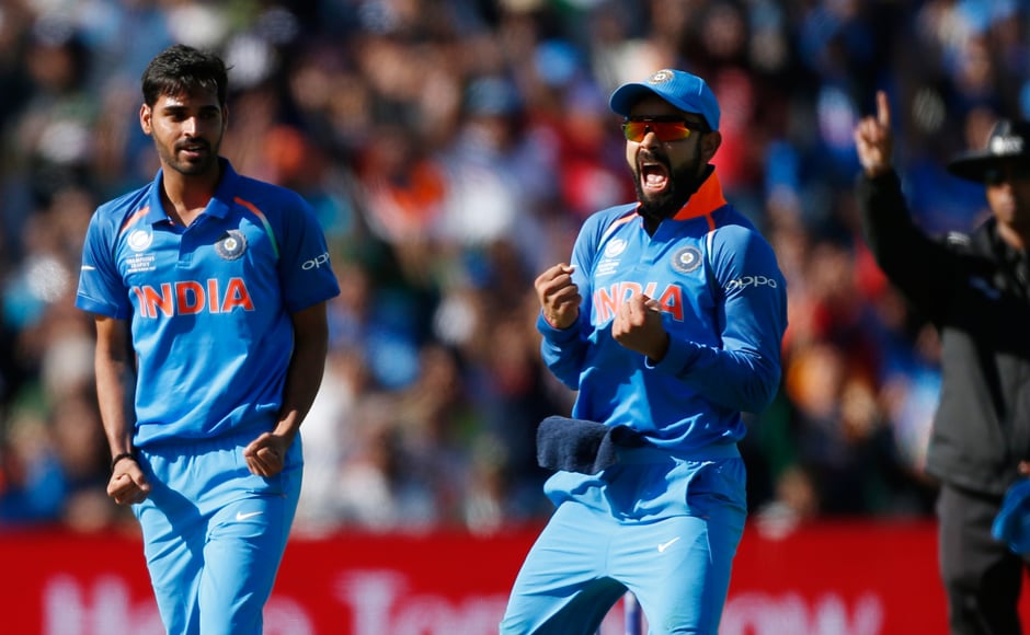 As expected, Pakistan faltered from the start in the chase, losing Ahmed Shehzad to Bhuvneshwar Kumar with the score at 33. Reuters As expected, Pakistan faltered from the start in the chase, losing Ahmed Shehzad to Bhuvneshwar Kumar with the score at 33. Reuters