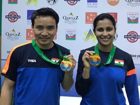 ISSF Gabala World Cup: Jitu Rai and Heena Sidhu bag gold in mixed team 10m air pistol event ISSF Gabala World Cup: Jitu Rai and Heena Sidhu bag gold in mixed team 10m air pistol event