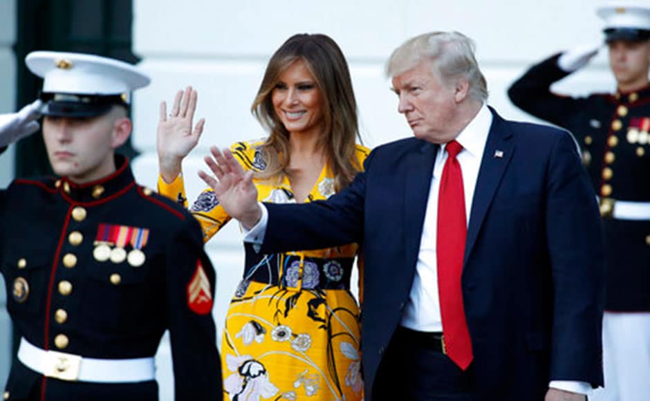 Trump gave a guided tour of the president's residence quarters in White House, while Modi presented a hamper containing a traditional silver bracelet, tea and honey from Kangra valley to Melania Trump. AP Trump gave a guided tour of the president's residence quarters in White House, while Modi presented a hamper containing a traditional silver bracelet, tea and honey from Kangra valley to Melania Trump. AP