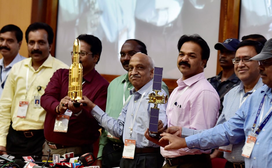 Indian Space Research Organisation (ISRO) chairman Kiran Kumar Rao displayed models of the GSAT-19 and GSLVMk-III along with scientists at a press conference after the launch of the GSAT-19 at Sriharikota. PTI Indian Space Research Organisation (ISRO) chairman Kiran Kumar Rao displayed models of the GSAT-19 and GSLVMk-III along with scientists at a press conference after the launch of the GSAT-19 at Sriharikota. PTI