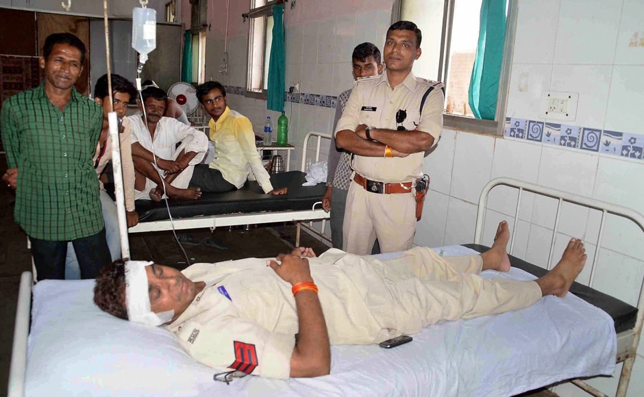 Injured policemen were being treated at a hospital in Ujjain after clashes with Congress workers and farmers on Wednesday. PTI Injured policemen were being treated at a hospital in Ujjain after clashes with Congress workers and farmers on Wednesday. PTI