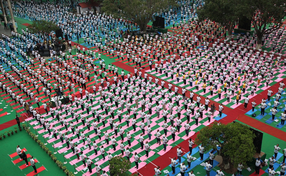 Over 55,000 people attended the yoga camp inaugurated by the prime minister. Reuters Over 55,000 people attended the yoga camp inaugurated by the prime minister. Reuters
