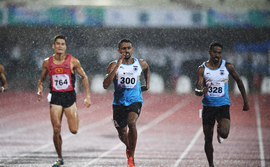 India's Muhammed Anas Y (300) and Arokia Rajiv won gold and silver in the 400m event. AFP India's Muhammed Anas Y (300) and Arokia Rajiv won gold and silver in the 400m event. AFP