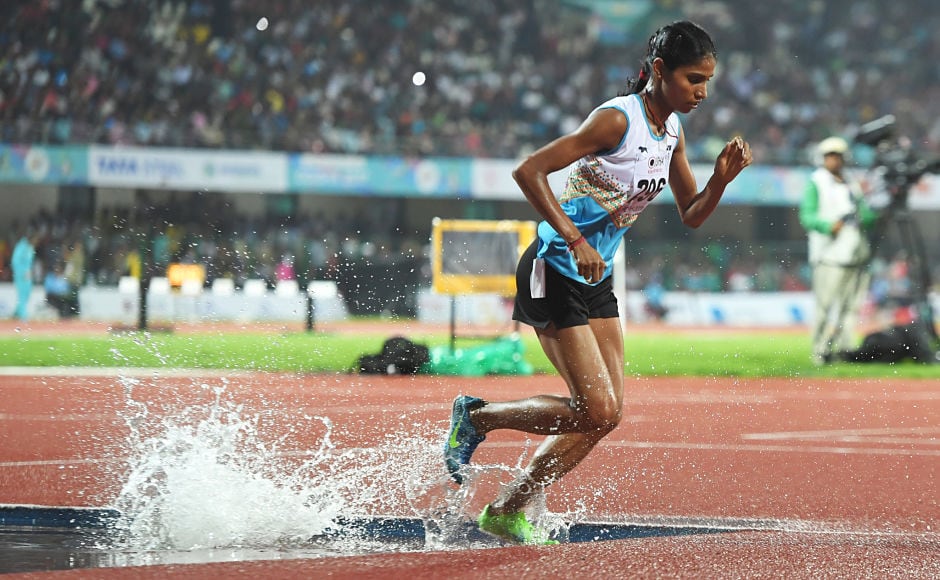 Sudha Singh won the gold medal in the women's 3000 steeplechase event. AFP Sudha Singh won the gold medal in the women's 3000 steeplechase event. AFP