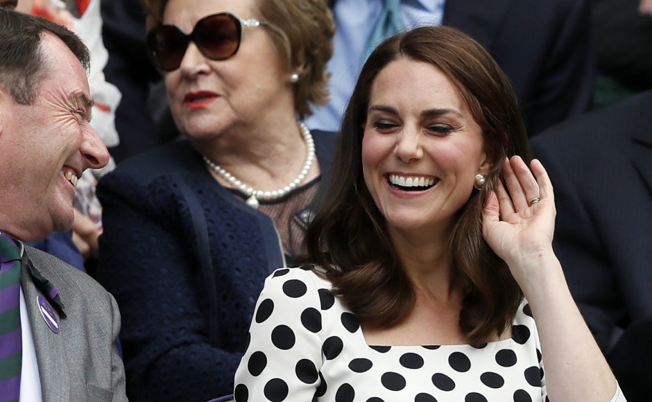 Britain's Kate, the Duchess of Cambridge smiles in the Royal Box on the opening day at the Wimbledon Tennis Championships in London on Monday, 3 July 2017. AP Photo Britain's Kate, the Duchess of Cambridge smiles in the Royal Box on the opening day at the Wimbledon Tennis Championships in London on Monday, 3 July 2017. AP Photo