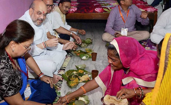 Amit Shah has lunch with Dalit family to mark end of three-day Rajasthan tour Amit Shah has lunch with Dalit family to mark end of three-day Rajasthan tour