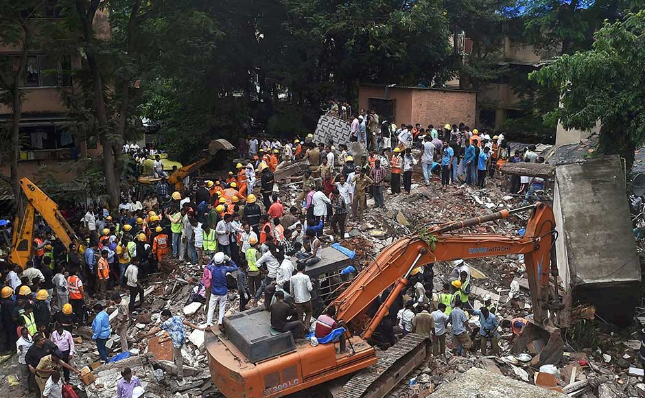A four-storey residential building collapsed in Mumbai's Ghatkopar suburb on Tuesday morning, killing 17 people and injuring 11 others as rescue operations remain underway. PTI A four-storey residential building collapsed in Mumbai's Ghatkopar suburb on Tuesday morning, killing 17 people and injuring 11 others as rescue operations remain underway. PTI