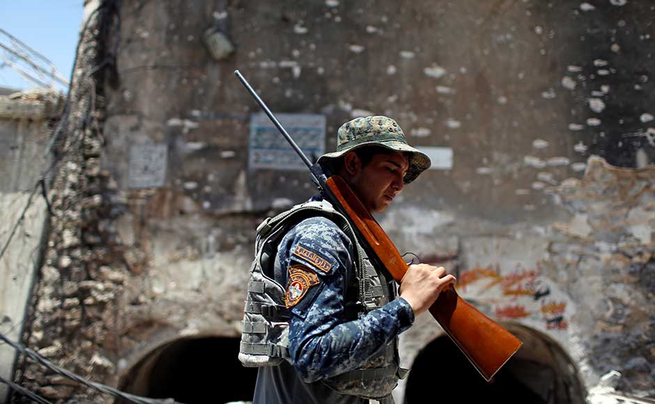 More than eight months since the country's forces launched a gruelling operation to retake Mosul, Islamic State has gone from fully controlling the city to holding a few neighbourhoods on its western side. Reuters More than eight months since the country's forces launched a gruelling operation to retake Mosul, Islamic State has gone from fully controlling the city to holding a few neighbourhoods on its western side. Reuters