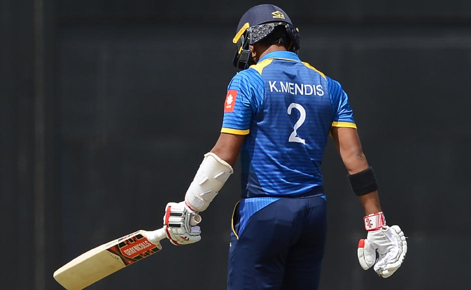 Sri Lanka's Kusal Mendis too couldn't stay for long as he was dismissed by Sikandar Raza on 1. AFP Sri Lanka's Kusal Mendis too couldn't stay for long as he was dismissed by Sikandar Raza on 1. AFP