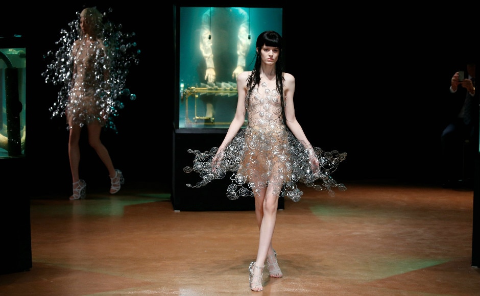 Models present creations by designer Iris Van Herpen as part of her Haute Couture Fall/Winter 2017/2018 collection show in Paris, France, 3 July 2017. Image: Reuters Models present creations by designer Iris Van Herpen as part of her Haute Couture Fall/Winter 2017/2018 collection show in Paris, France, 3 July 2017. Image: Reuters