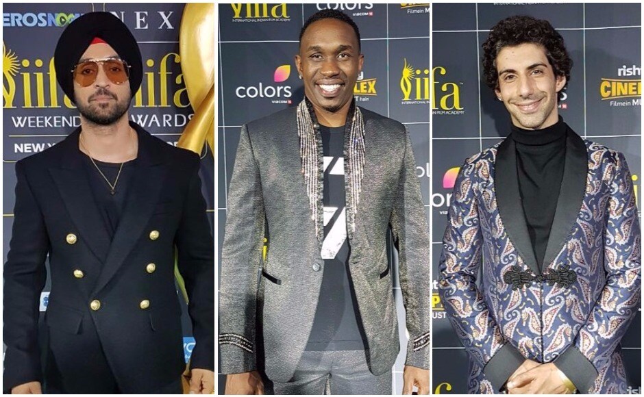 Diljit Dosanjh, DJ Bravo and Jim Sarbh at the IIFA 2017 green carpet. Images via Twitter Diljit Dosanjh, DJ Bravo and Jim Sarbh at the IIFA 2017 green carpet. Images via Twitter