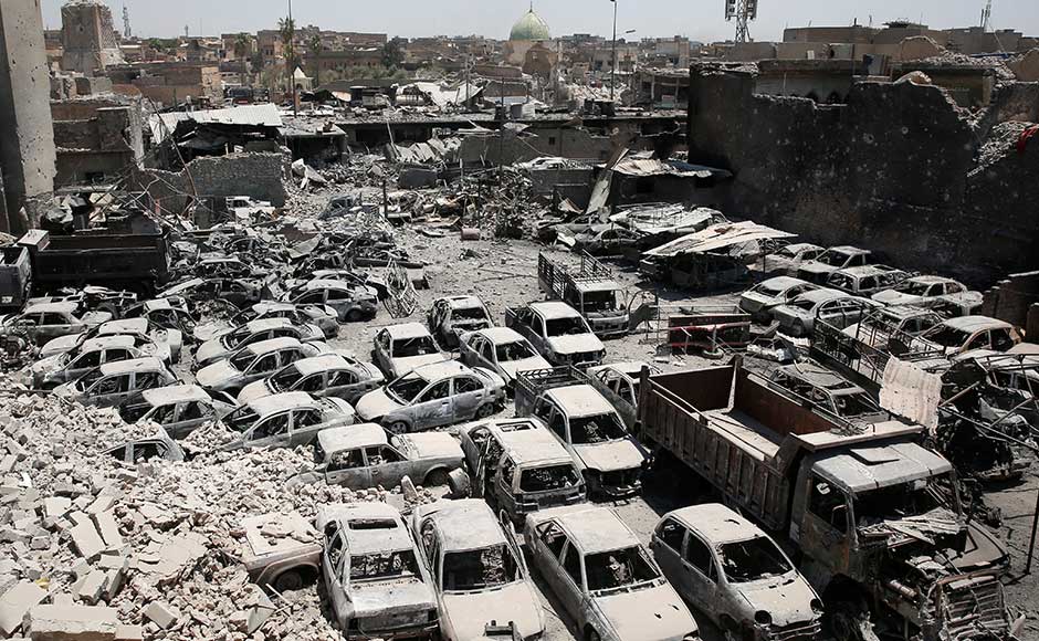 On Thursday, Iraqi forces retook the remains of the Grand Mosque of al-Nuri in their greatest symbolic victory since the battle began. The mosque had become a symbol of Islamic State's self-declared cross-border "caliphate". Reuters On Thursday, Iraqi forces retook the remains of the Grand Mosque of al-Nuri in their greatest symbolic victory since the battle began. The mosque had become a symbol of Islamic State's self-declared cross-border "caliphate". Reuters